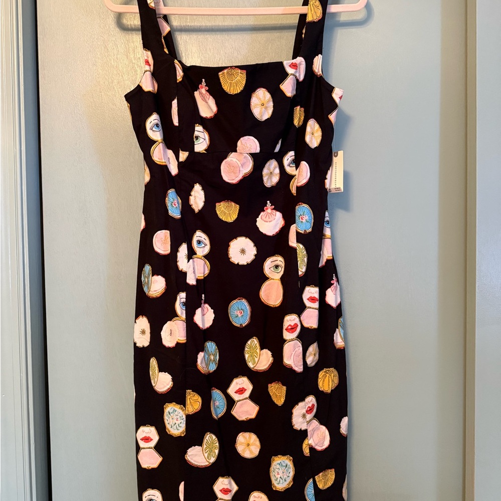 Maeve Black Dress with Colorful Pattern